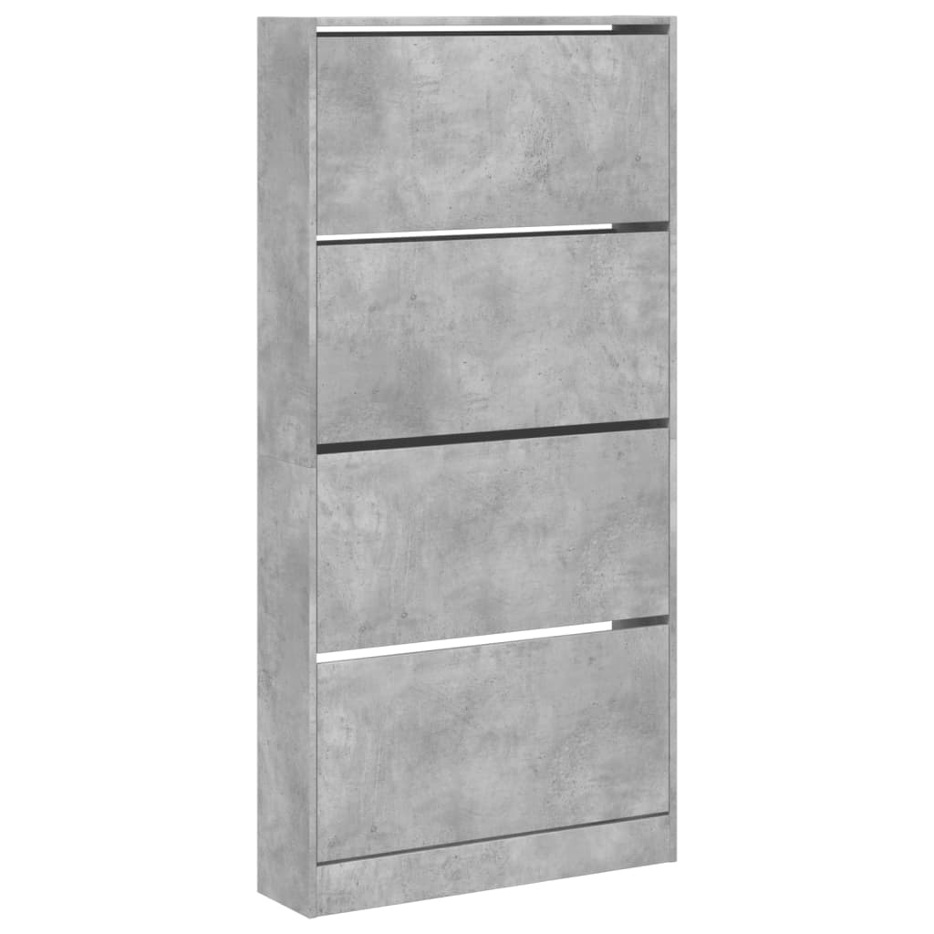 vidaXL Szafka na buty z 4 klapami betonowo-szara 80x21x163,5 cm