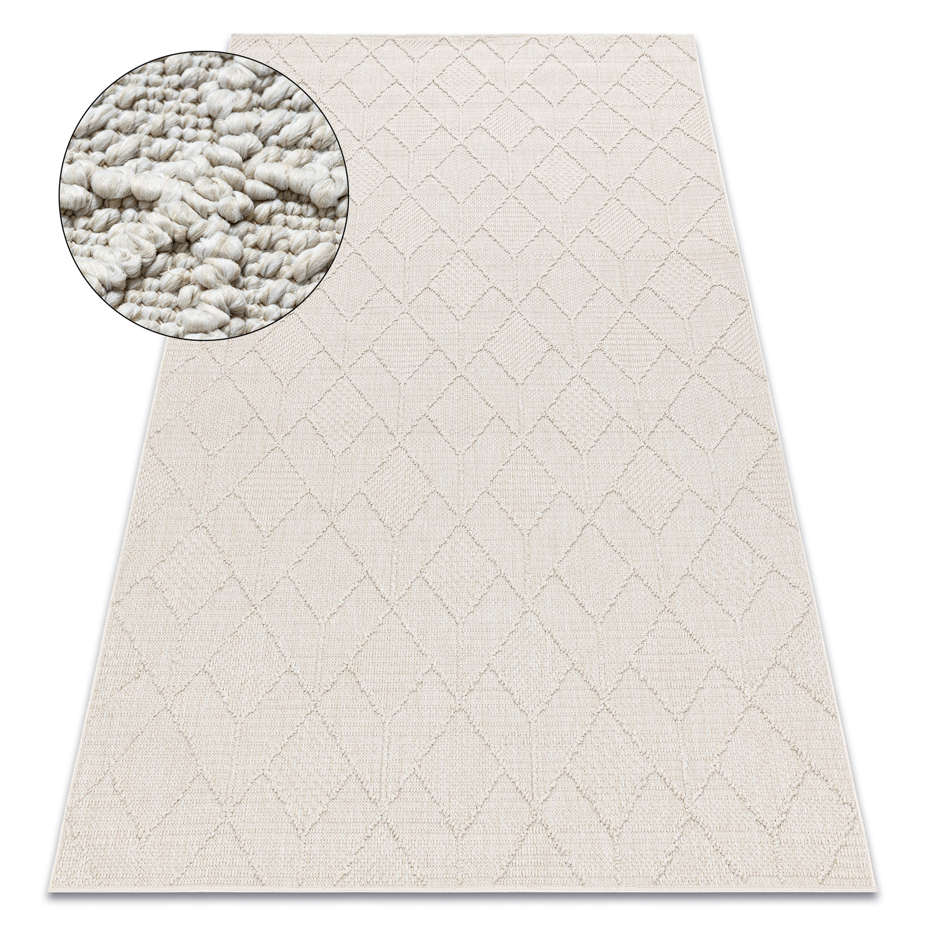 Dywan JERSEY 19231 krem - Geometryczny pętelkowy, strukturalny BOHO beżowy 60x100 cm