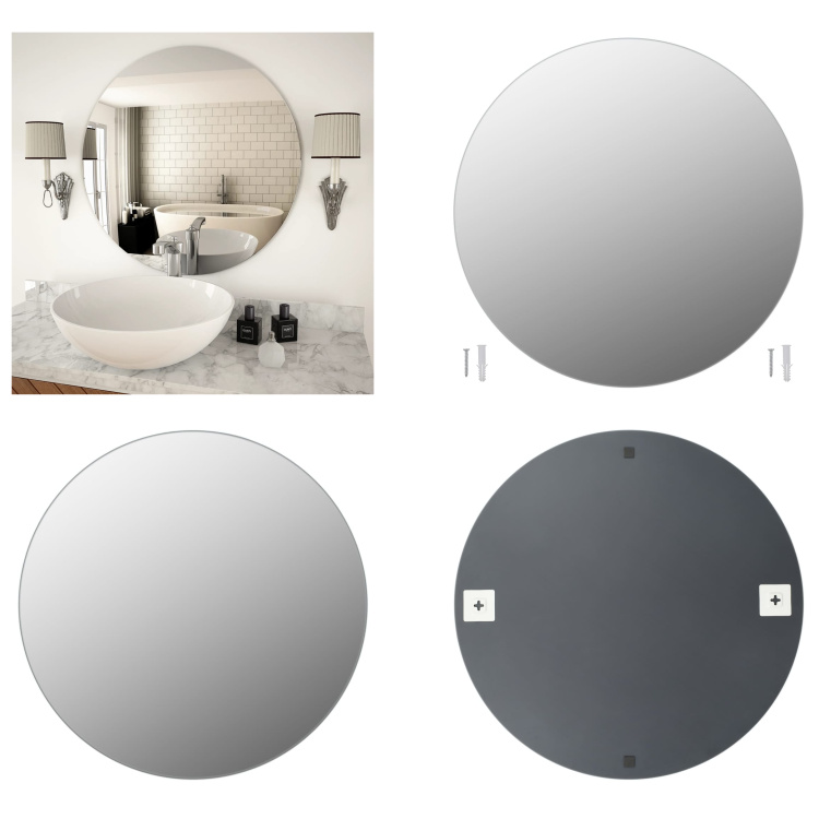 vidaXL Lustro ścienne 70 cm okrągłe szklane - Lustro ścienne - Lustro do sypialni - Lustro dekoracyjne - Lustro dekoracyjne