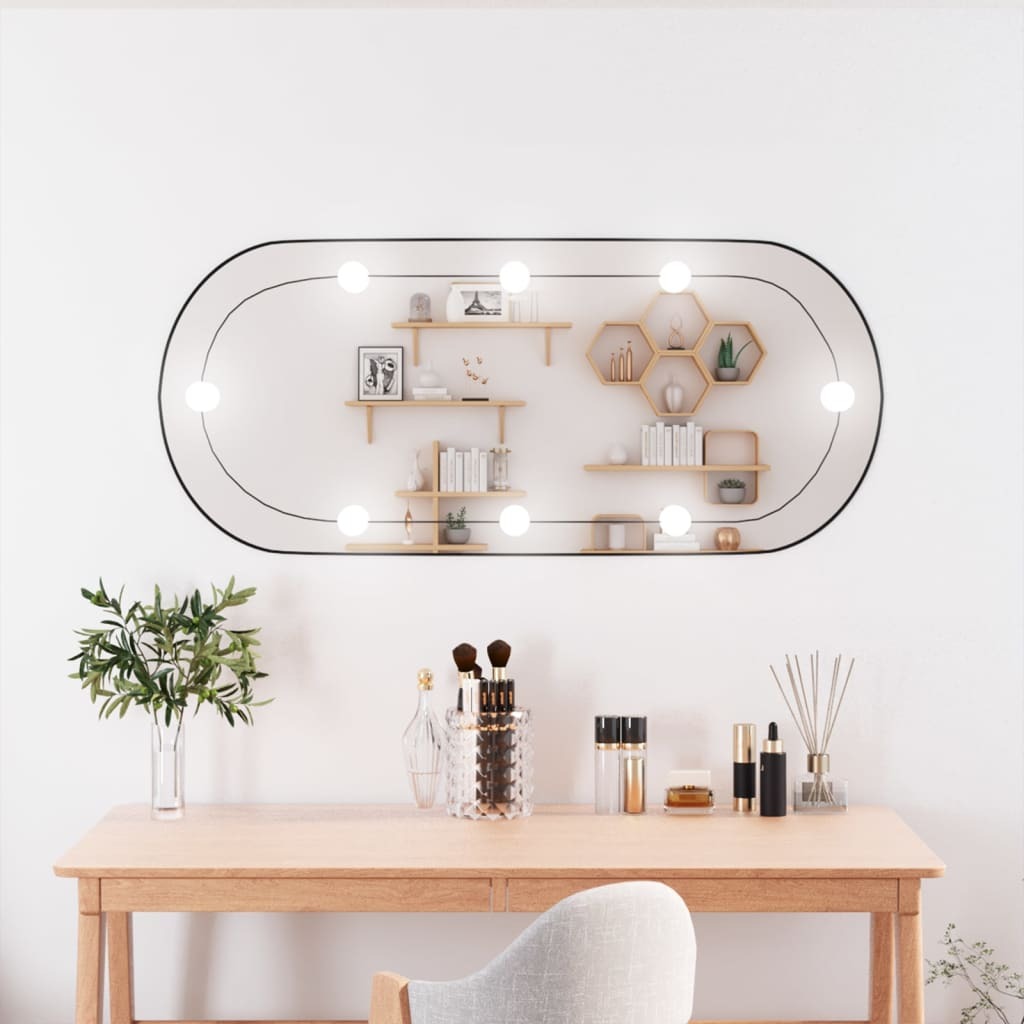 vidaXL Lustro ścienne z oświetleniem LED 40x90 cm szklane owalne - Lustro ścienne z oświetleniem LED - Lustro - Lustro do makijażu