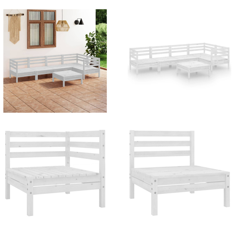 vidaXL 6-częściowy zestaw wypoczynkowy do ogrodu z litego drewna sosnowego - Zestaw wypoczynkowy do ogrodu - Zestawy wypoczynkowe do ogrodu - Zestaw sof z palet - Zestawy sof z palet