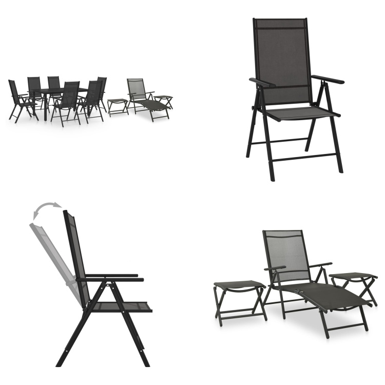vidaXL 10-częściowy ogrodowy zestaw jadalny w kolorze czarnym i antracytowym - ogrodowy zestaw jadalny - ogrodowe zestawy jadalne - zestawy ogrodowe - zestawy ogrodowe