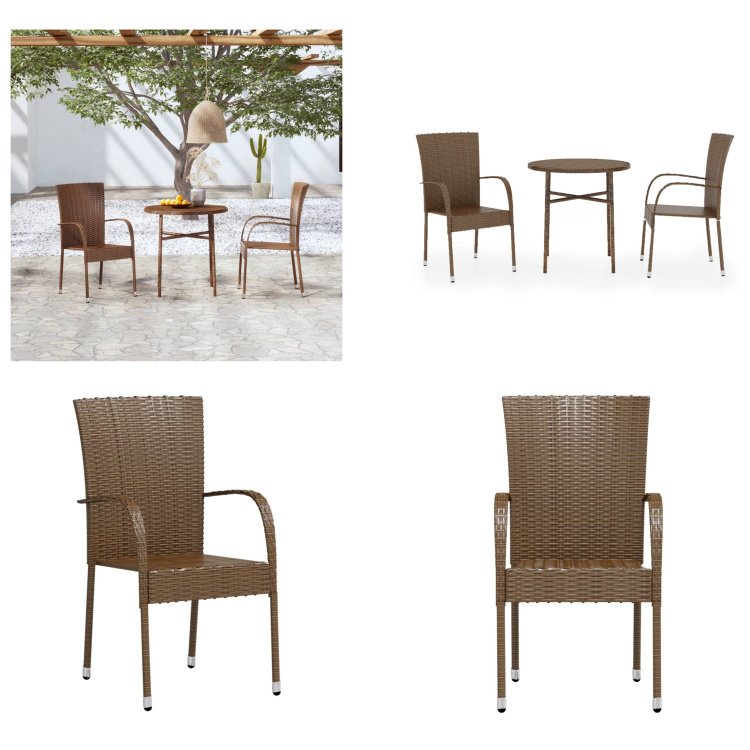 vidaXL 3-częściowy ogrodowy zestaw jadalniany z rattanu w kolorze brązowym - ogrodowy zestaw jadalniany - ogrodowy zestaw jadalniany - zewnętrzny zestaw jadalniany - stół i krzesło ogrodowe