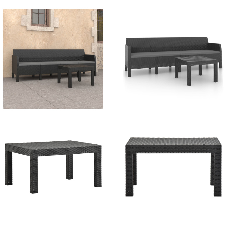 vidaXL 2-częściowy zestaw wypoczynkowy do ogrodu z poduszkami PP rattan antracyt - Zestaw wypoczynkowy do ogrodu - Zestawy wypoczynkowe do ogrodu - Zestawy mebli ogrodowych - Zestawy mebli ogrodowych