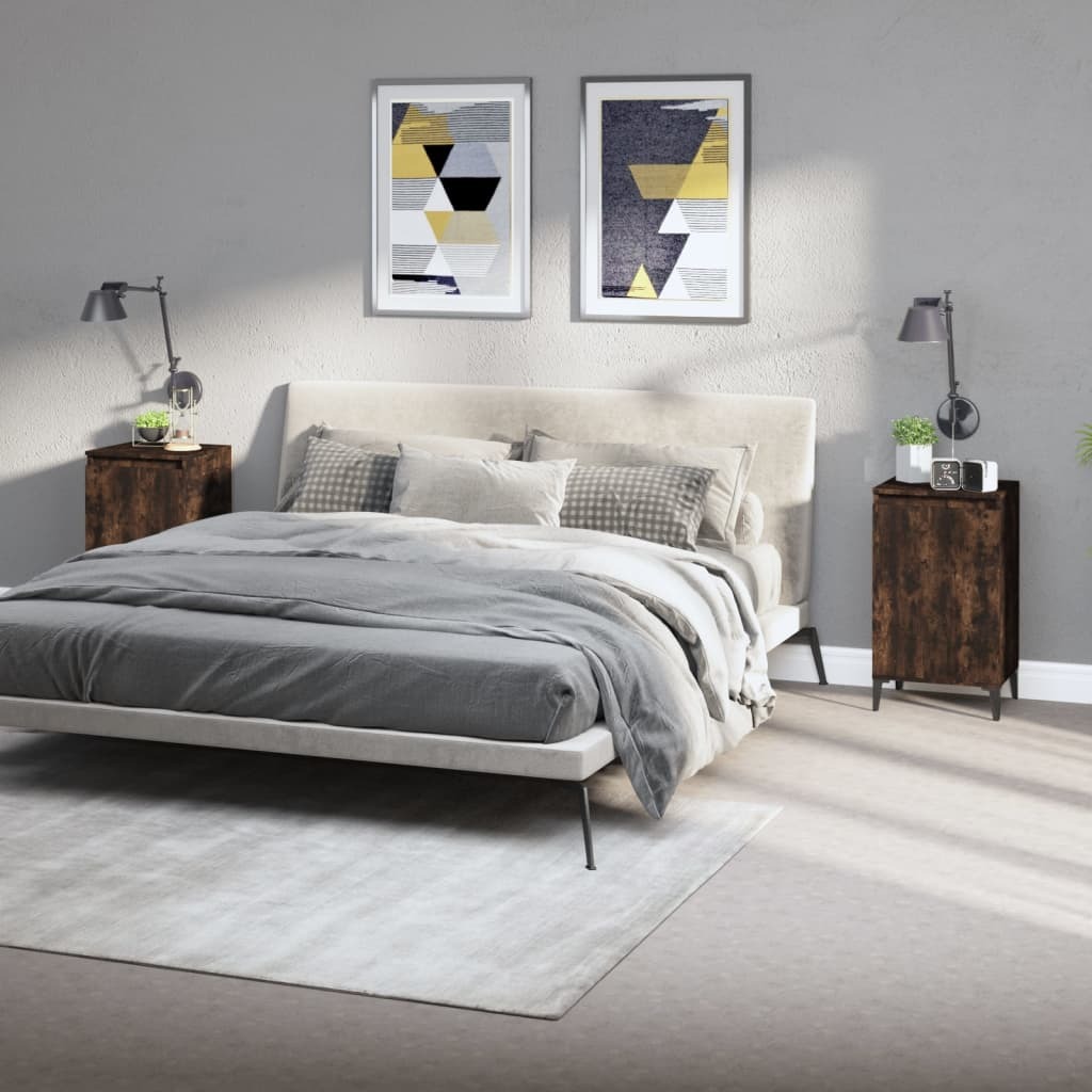 vidaXL Szafki nocne 2 szt. Materiał drewnopochodny dąb wędzony 40x35x70 cm - Stolik nocny - Szafki nocne - Szafa - Szafka nocna
