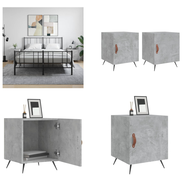 vidaXL Szafki nocne 2 szt. Beton szary 40x40x50 cm Materiał drewnopochodny - Stolik nocny - Szafki nocne - Szafa - Szafka nocna
