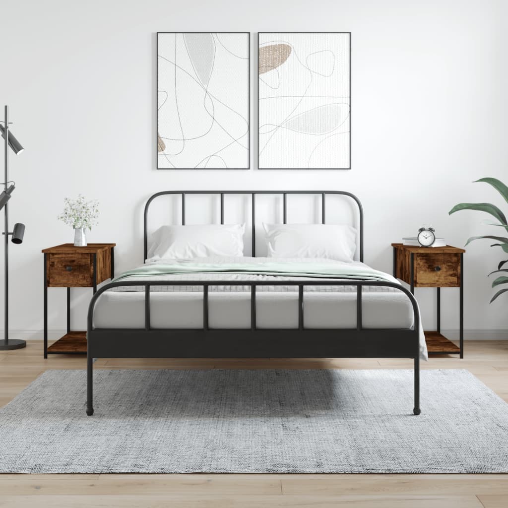 vidaXL Szafki nocne 2 szt. Materiał drewnopochodny dąb wędzony 30x60x60 cm - Stolik nocny - Szafki nocne - Szafka nocna - Szafa