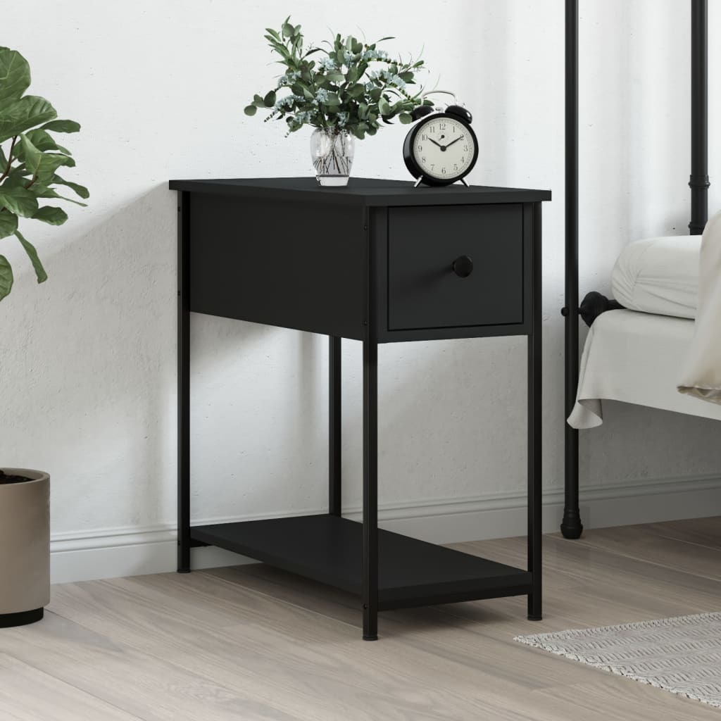 vidaXL Stolik nocny czarny 30x60x60 cm materiał drewnopochodny - Stolik nocny - Szafki nocne - Szafka nocna - Garderoba