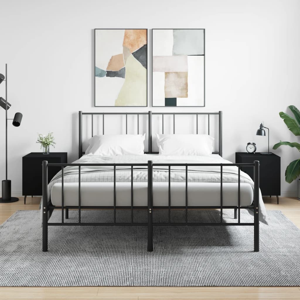vidaXL Szafki nocne 2 szt. czarne 40x40x50 cm materiał drewnopochodny - Szafka nocna - Szafki nocne - Szafa - Szafka nocna