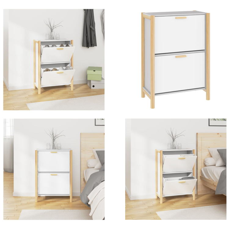vidaXL Szafka na buty biała 57,5x33x80 cm Materiał drewnopochodny - Stojak na buty - Półki na buty - Przechowywanie butów - Szafka na buty