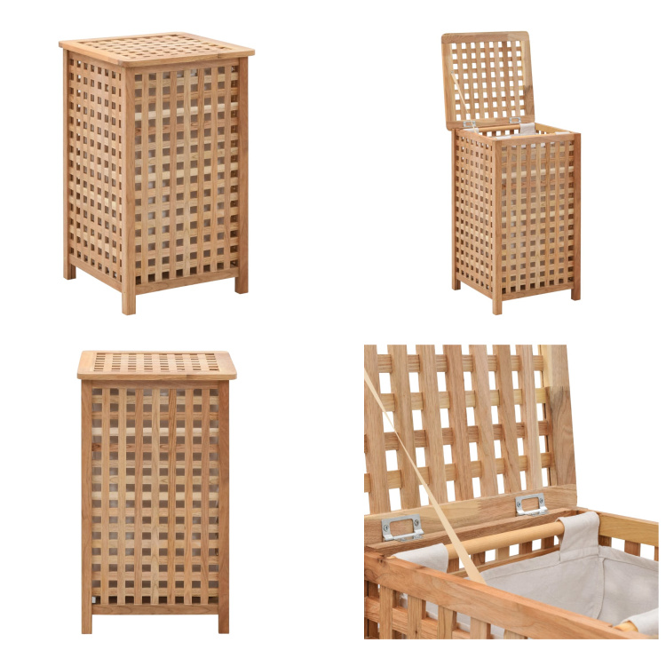 vidaXL Kosz na pranie 39x39x65 cm z litego drewna orzechowego - Kosz na pranie - Kosze na pranie - Kosz na pranie wykonany z drewna - Kosze na pranie wykonane z drewna