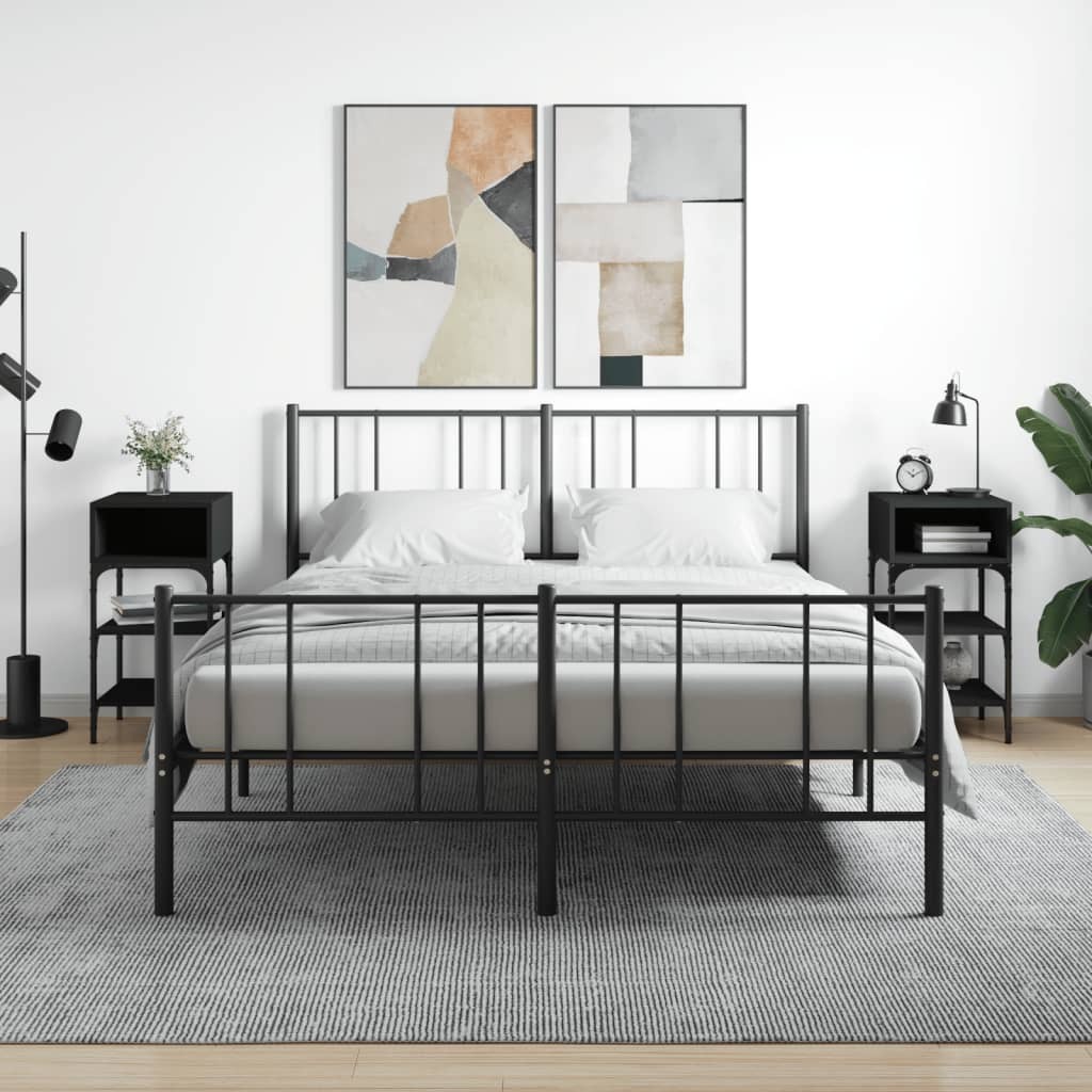 vidaXL Szafki nocne 2 szt. czarne 35x34,5x70 cm materiał drewnopochodny - Szafka nocna - Szafki nocne - Szafa - Meble do sypialni