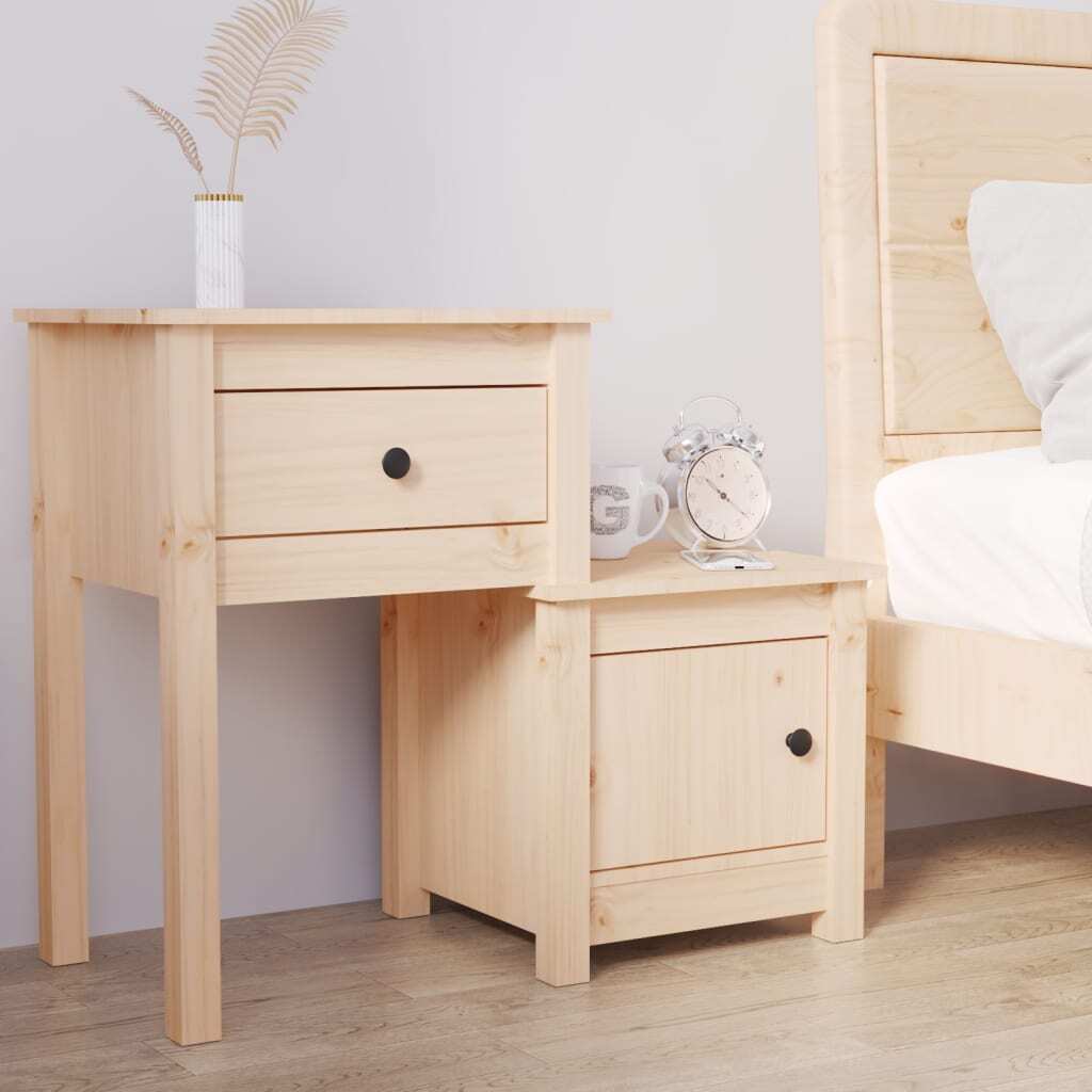 vidaXL Szafka nocna 79,5x38x65,5 cm z litego drewna sosnowego - szafka nocna - szafki nocne - szafa - szafka nocna