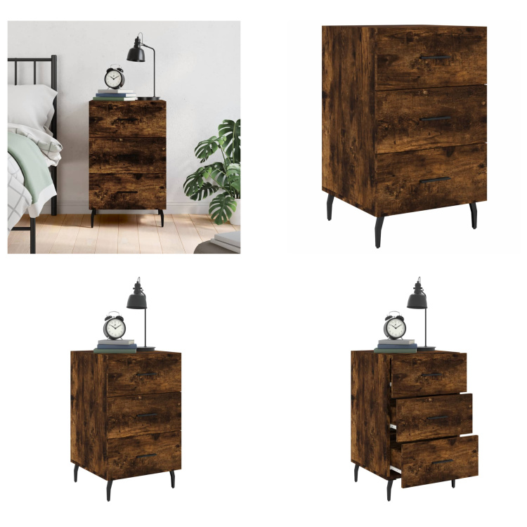 vidaXL Szafka nocna dąb wędzony 40x40x66 cm materiał drewnopochodny - Szafka nocna - Szafki nocne - Szafa - Szafka nocna
