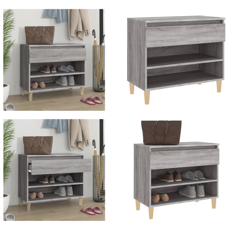 vidaXL Stojak na buty Grey Sonoma 70x36x60 cm Materiał drewnopochodny - Szafka na buty - Szafki na buty - Stojak na buty - Przechowywanie butów