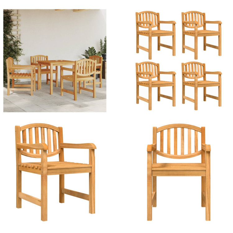 vidaXL Krzesła ogrodowe 4 szt. 58x59x88 cm lite drewno tekowe - krzesło ogrodowe - krzesła ogrodowe - krzesło zewnętrzne - krzesło tarasowe