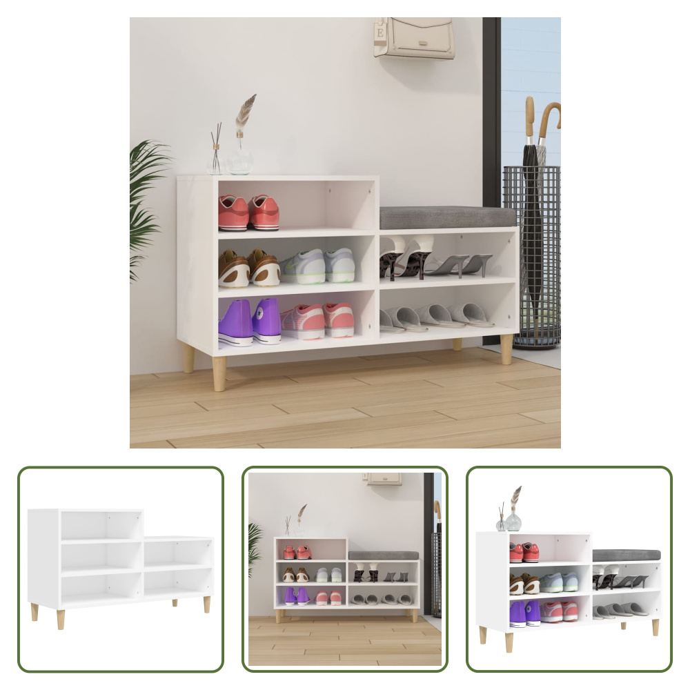 The Living Store Stojak na buty Biały 102x36x60 cm Materiał drewnopochodny