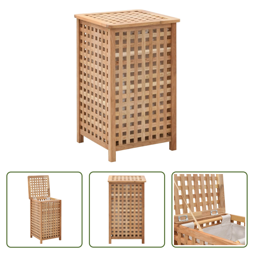Kosz na pranie The Living Store 39x39x65 cm lite drewno orzechowe
