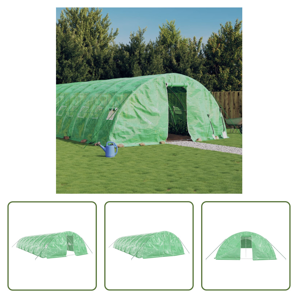 Szklarnia Living Store z ramą stalową Zielona 70 m² 14x5x2,3 m