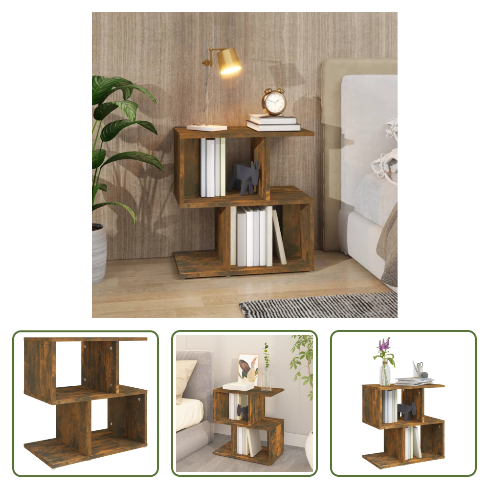 The Living Store szafka nocna dąb wędzony 50x30x51,5 cm materiał drewnopochodny