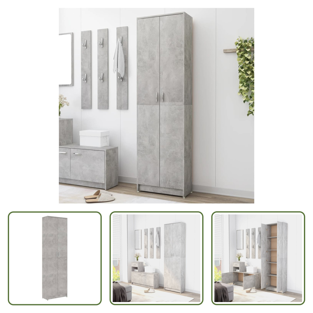 The Living Store Szafa betonowa szara 55x25x189 cm materiał drewnopochodny