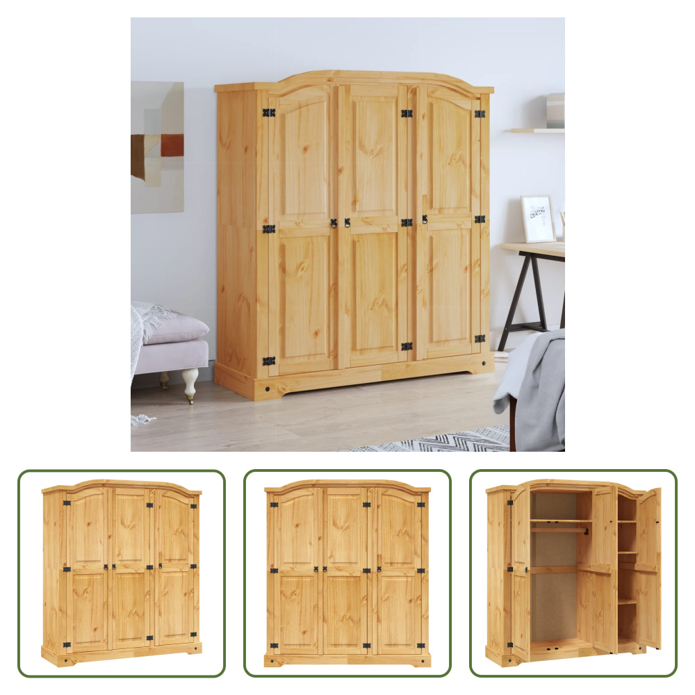 The Living Store Szafa w stylu meksykańskim drewno sosnowe 3 drzwi