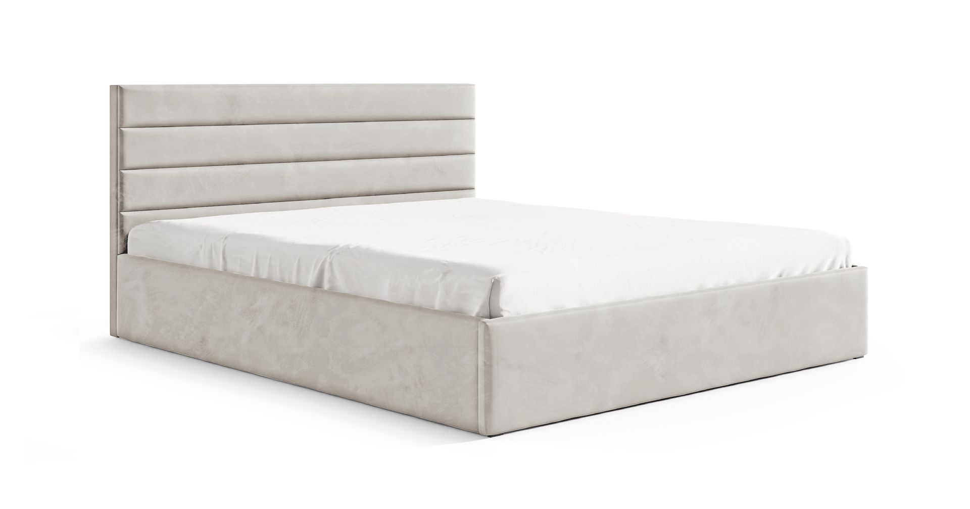 GUTTO Łóżko tapicerowane 120x200 rama metalowa z listew beżowy welur welurowy z pojemnikiem i miejscem do przechowywania