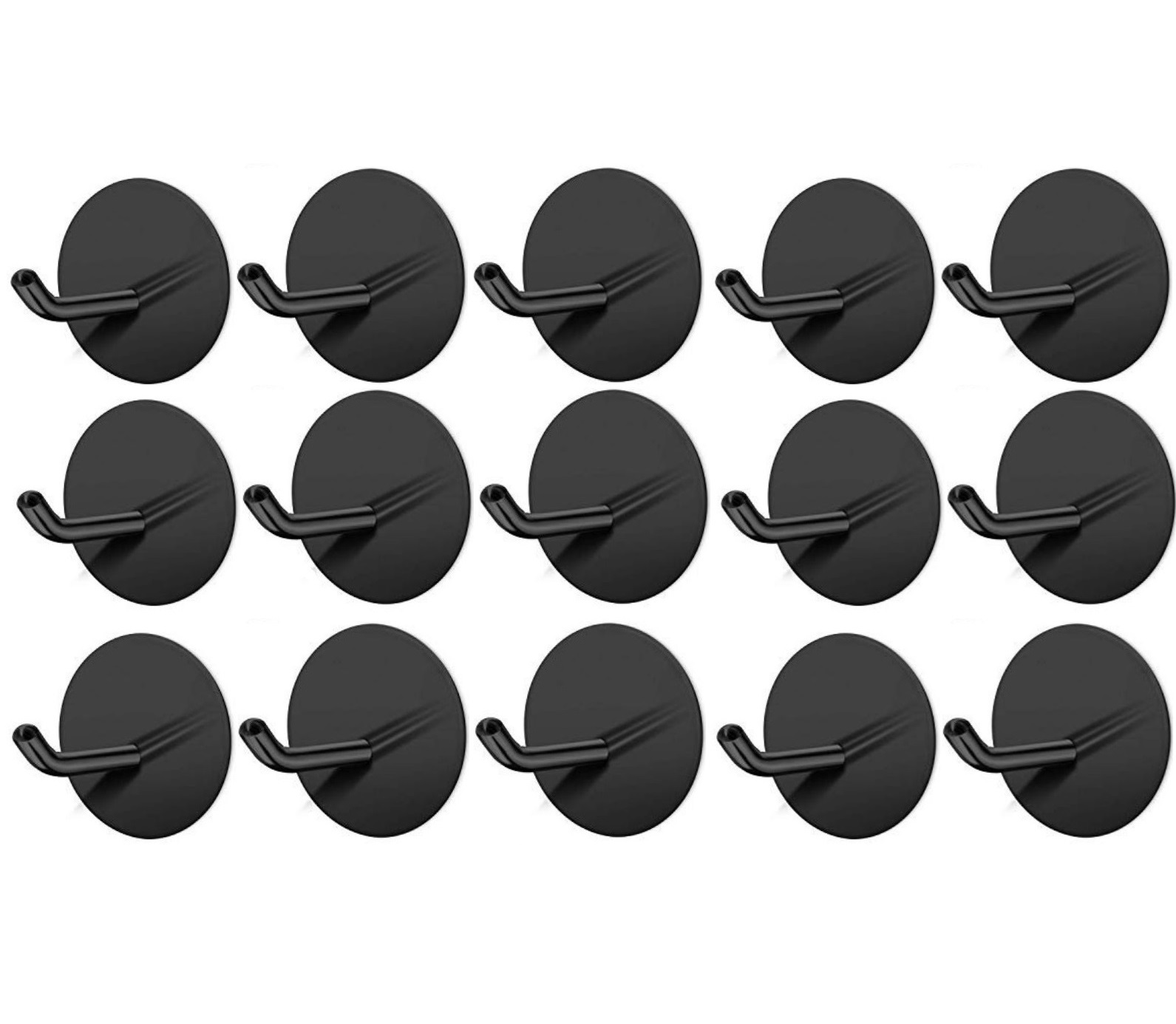 zestaw 15 wieszaków na ręczniki [okrągłych] bez wiercenia do łazienki, toalety i kuchni - wielofunkcyjne haczyki [samoprzylepne] - montaż na ścianie haczyki samoprzylepne ze stali nierdzewnej haczyki na szlafroki samoprzylepne haczyki na płaszcze [czarne]