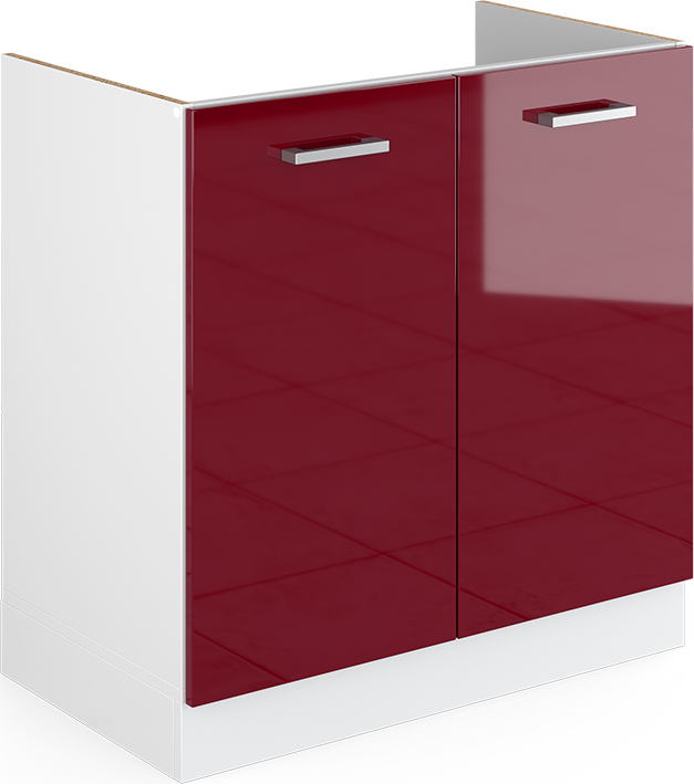 Vicco Podstawa pod zlewozmywak R-Line, 80 cm z drzwiami, bez blatu roboczego, Bordowa Czerwień wysoki połysk/Biały
