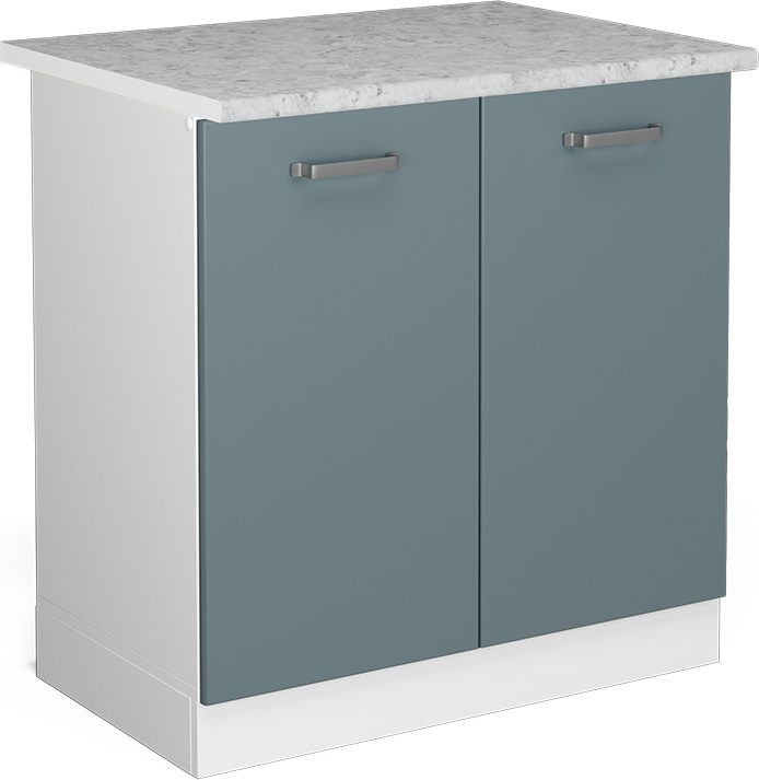 Vicco Podstawa pod zlewozmywak R-Line, 80 cm z drzwiami, z blatem roboczym, Niebiesko-szary/Biały