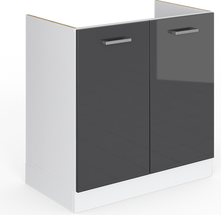 Vicco Podstawa pod zlewozmywak R-Line, 80 cm z drzwiami, bez blatu roboczego, Antracyt wysoki połysk/Biały