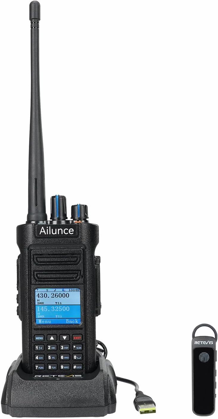 Retevis Ailunce HD2 Cyfrowe radio, krótkofalówka z dużym zasięgiem, bezprzewodowa 5.0, dwuzakresowa, wodoodporna krótkofalówka IP67, bateria 3200 mAh Radio Ham