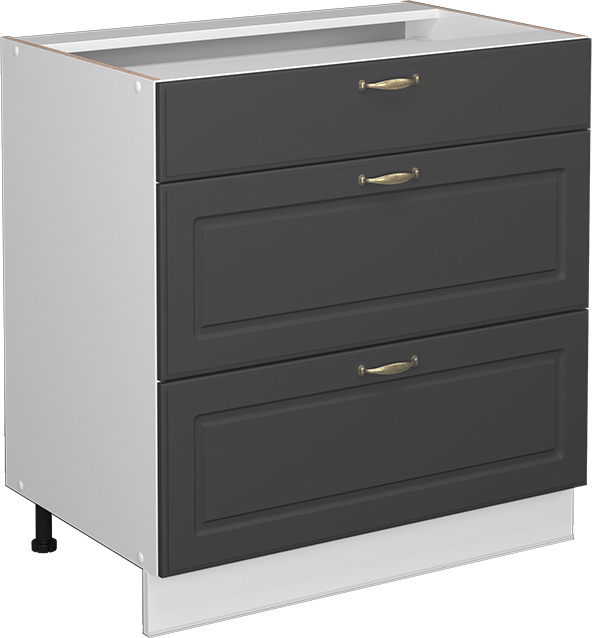 Vicco Szafka łazienkowa Fame-Line, 80 x 81.6 cm z 3 szufladami, bez blatu roboczego, Antracytowo-złoty/Biały
