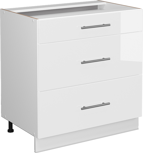 Vicco Szafka łazienkowa Fame-Line, 80 x 81.6 cm z 3 szufladami, bez blatu roboczego, Biały wysoki połysk/Biały