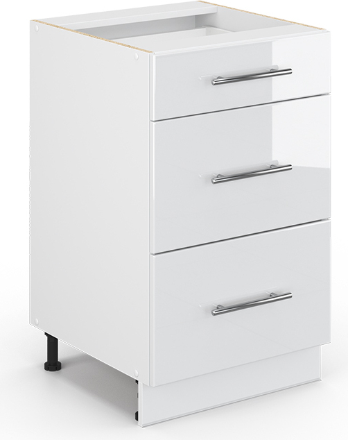 Vicco Szafka łazienkowa Fame-Line, 50 x 81.6 cm bez blatu roboczego, Biały wysoki połysk/Biały