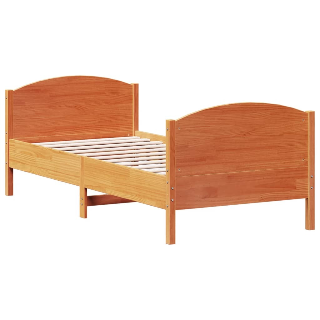 vidaXL Łóżko z litego drewna bez materaca wosk brązowy 75x190 cm drewno sosnowe