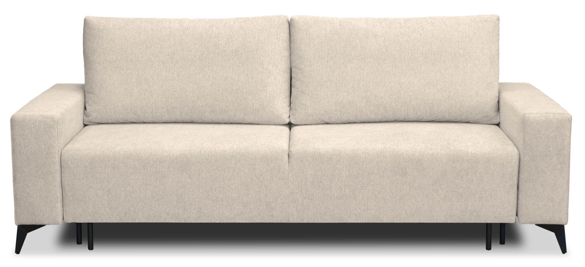 Sofa rozkładana FORTIS, sofa z funkcją spania i pojemnikiem na pościel, sofa rozkładana, sofa na metalowych nóżkach, sofa z teksturowanej tkaniny, kolor: beżowy