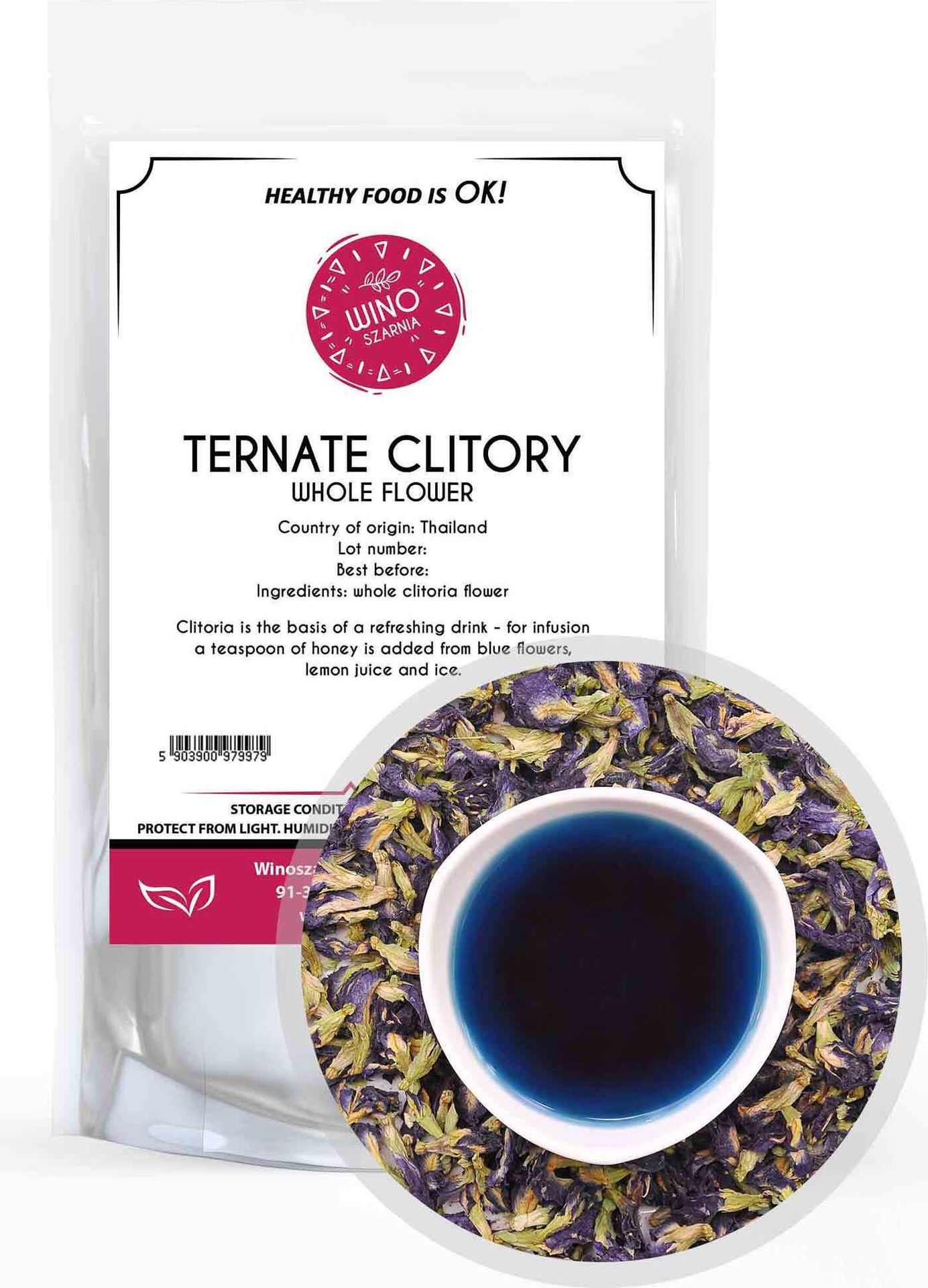 Kwiat Klitoria Ternateńska Herbata Niebieska - 10g Kwiaty Jadalne
