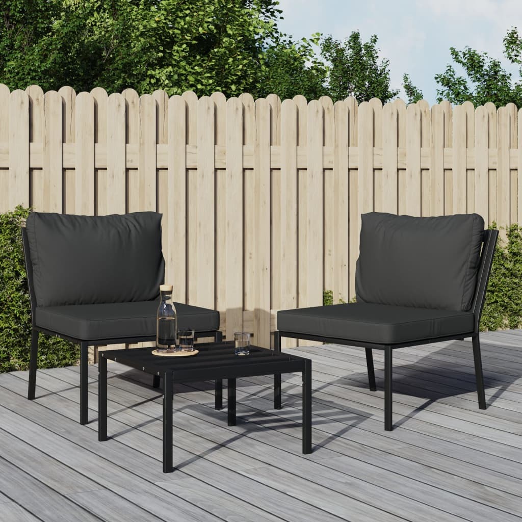 Prolenta Premium - Krzesła ogrodowe z szarymi poduszkami 2 szt. 60x74x79 cm stalowe