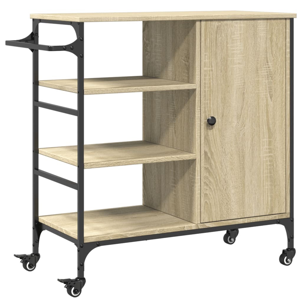 vidaXL Wózek kuchenny dąb sonoma 87,5x38,5x84,5 cm Materiał drewnopochodny