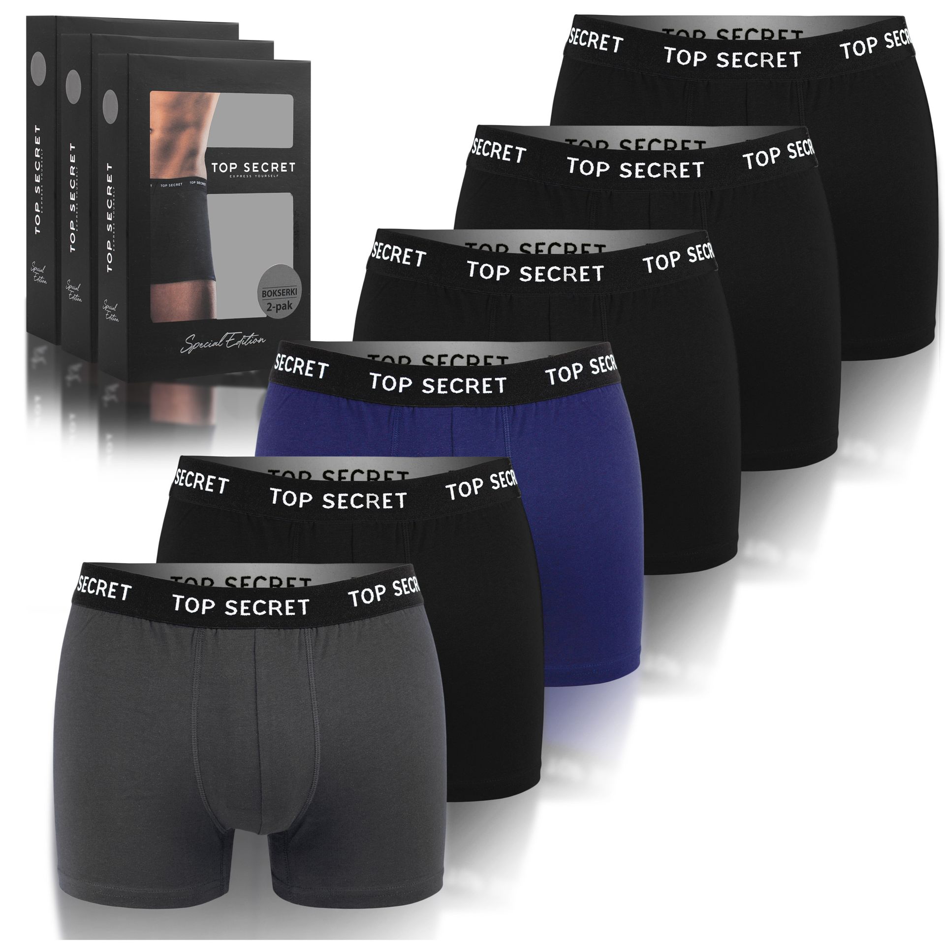 TOP SECRET Bokserki Męskie 6 Pack M Bawełna Dopasowanie Oddychająca Bielizna Majtki Mężczyźni Retro Szorty
