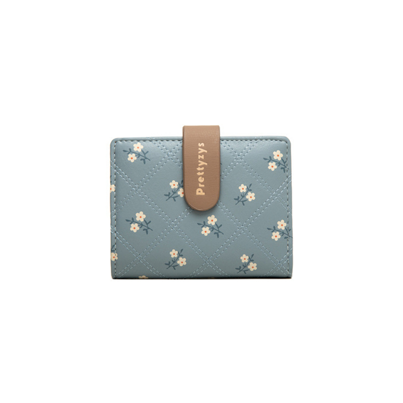 INF Składany, krótki portfel damski. Lekki portfel studencki Niebieski