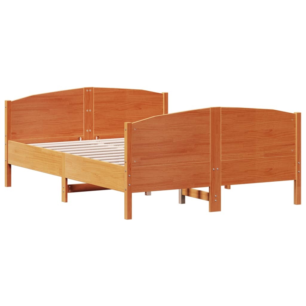 vidaXL Łóżko z litego drewna bez materaca wosk brązowy 150x200 cm drewno sosnowe