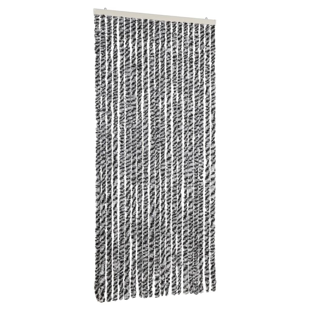 vidaXL Zasłona na muchę szara, czarna i biała 90x220 cm szenilowa