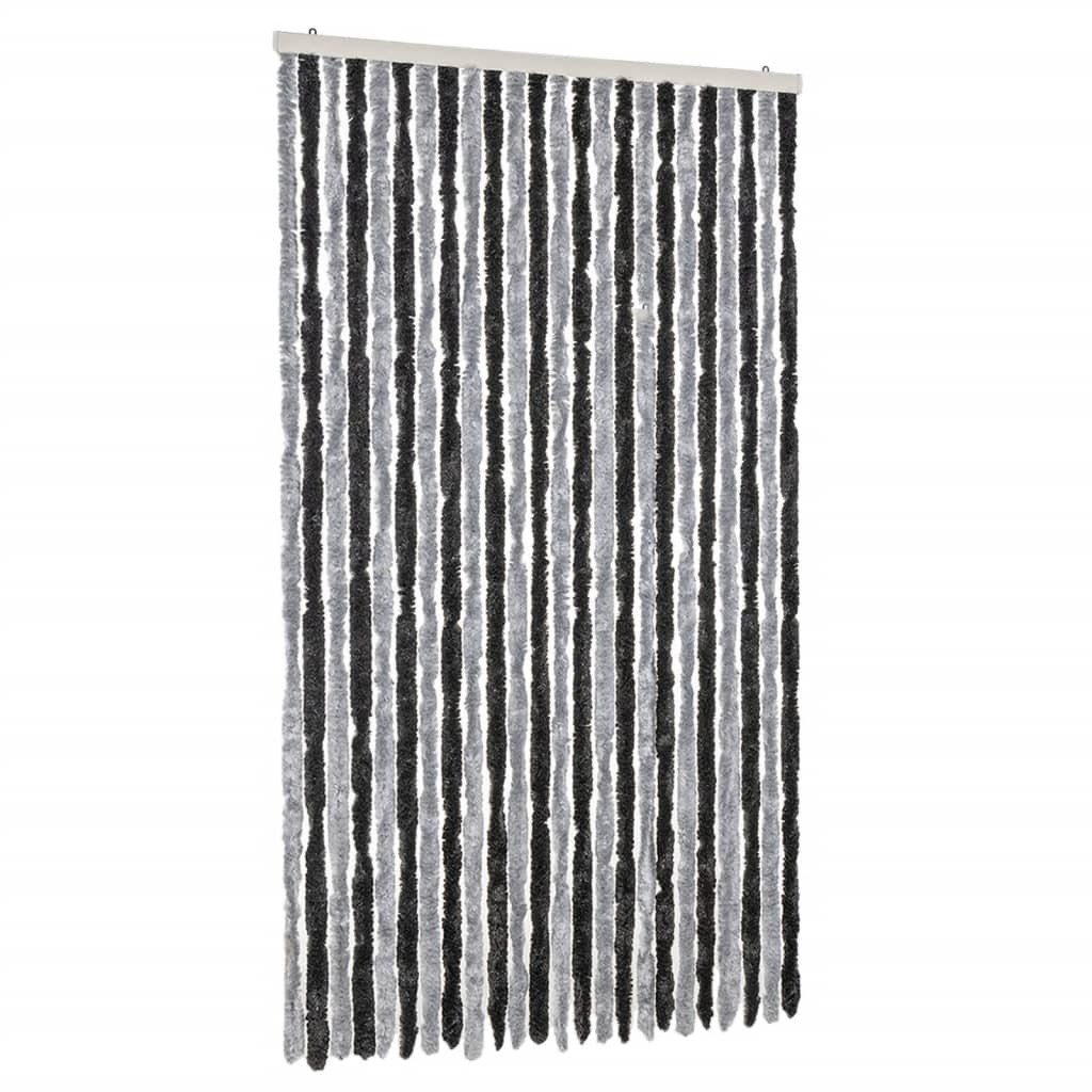 vidaXL Szenilowa zasłona muchowa szaro-czarna 100x230 cm