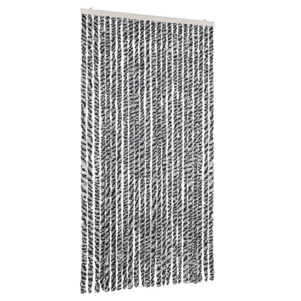 vidaXL Zasłona na muchę szara, czarno-biała 100x230 cm szenilowa