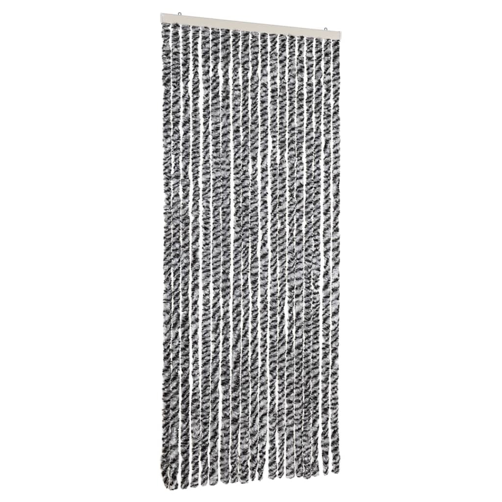 vidaXL Zasłona na muchę szara, czarna i biała 56x185 cm szenilowa