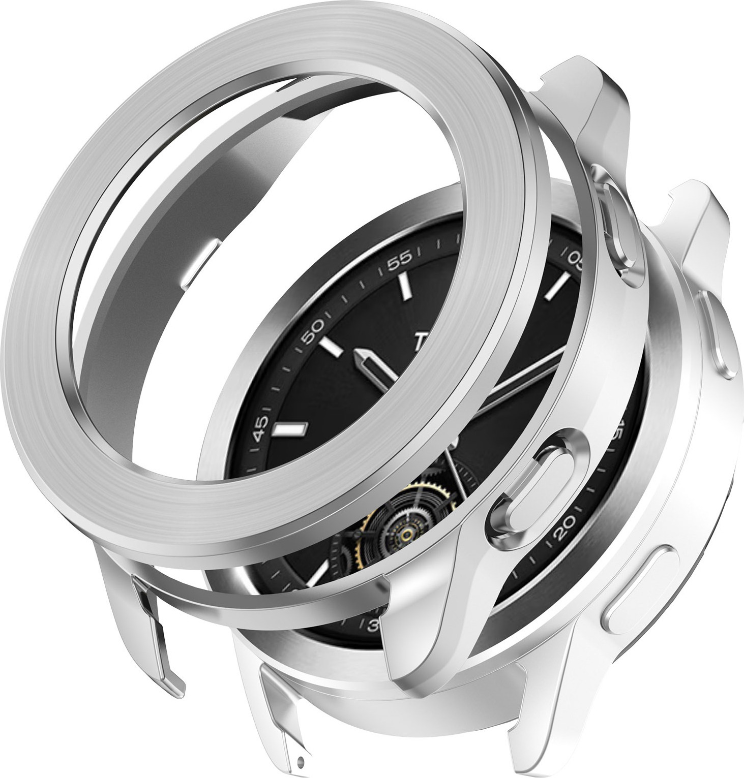 INF Etui ochronne + zestaw wymiennych ramek do zegarka Xiaomi Watch S3 Srebro