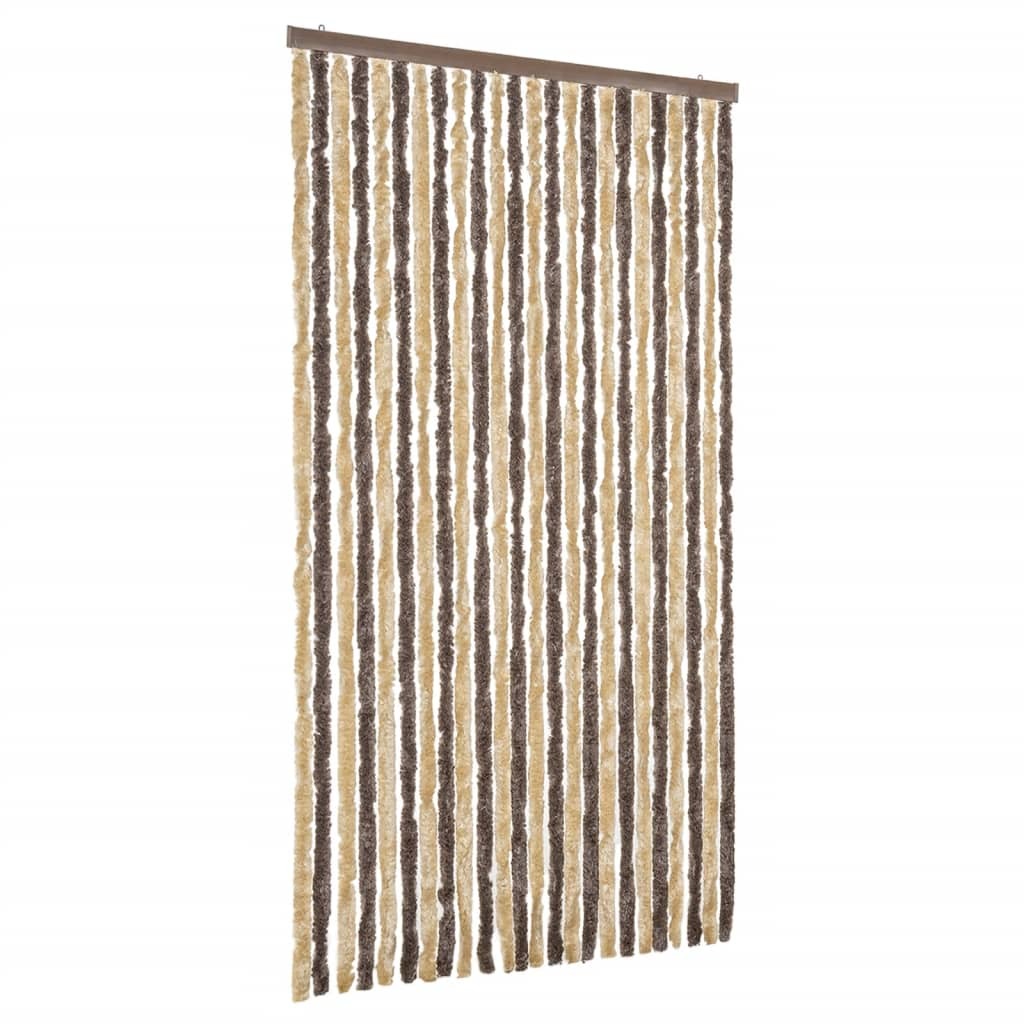 vidaXL Zasłona ciemnobrązowa i beżowa 100x200 cm szenilowa