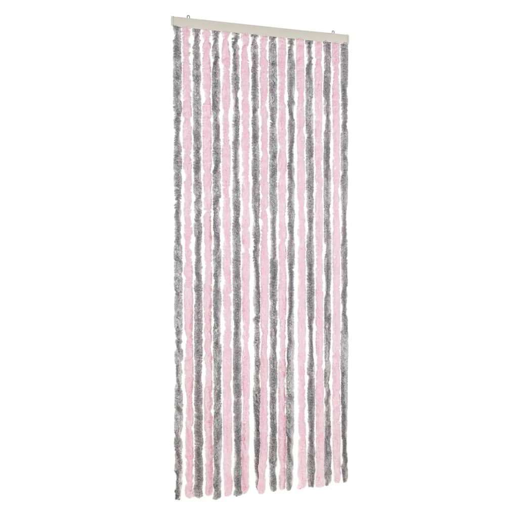vidaXL Szenilowa zasłona Fly srebrno-szaro-różowa 56x185 cm